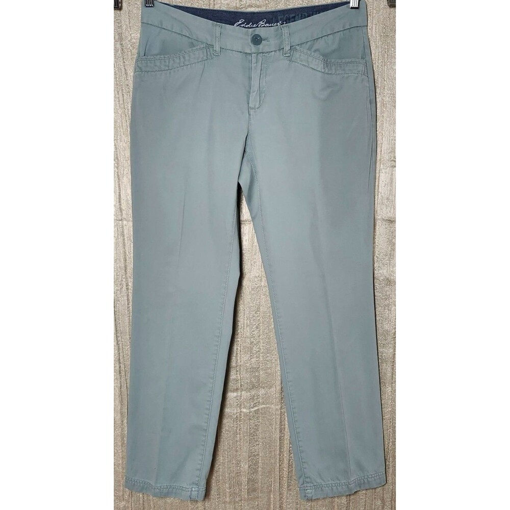 Eddie Bauer Light Eucalyptus Green Cotton Chino Straight Leg Pants Petite 8P